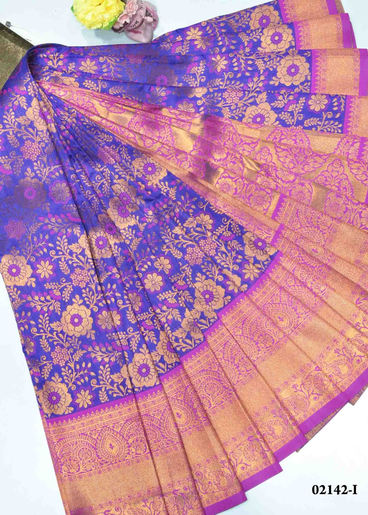 Dakshaja - 02142-I Violet Color Traditional Look Semi-Pattu Saree CM1365299 (LR1D)