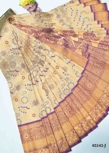 Dakshaja  - 02142-J  Ivory Color Traditional Look Semi-Pattu Saree CM1365299 (LR1D)