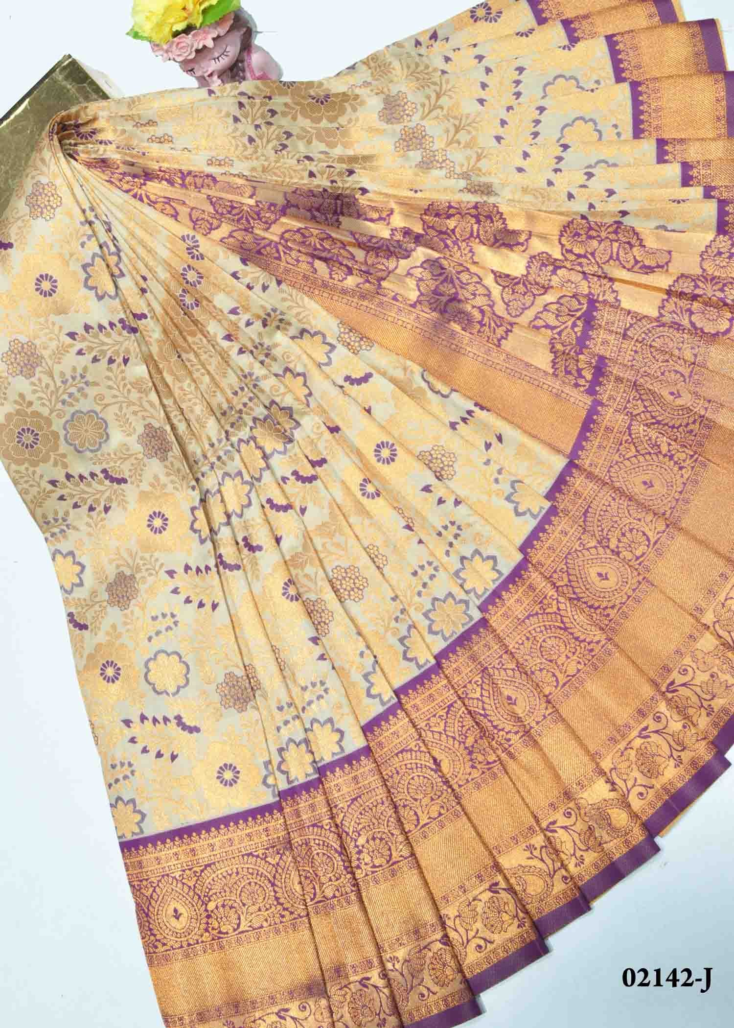 Dakshaja - 02142-J Ivory Color Traditional Look Semi-Pattu Saree CM1365299 (LR1D)