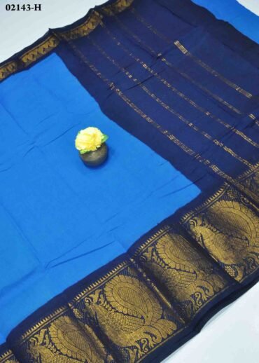 Durga -02143-H  DarkBlue Color Madurai Chungudi Cotton Saree CM1362815 [LR4C]