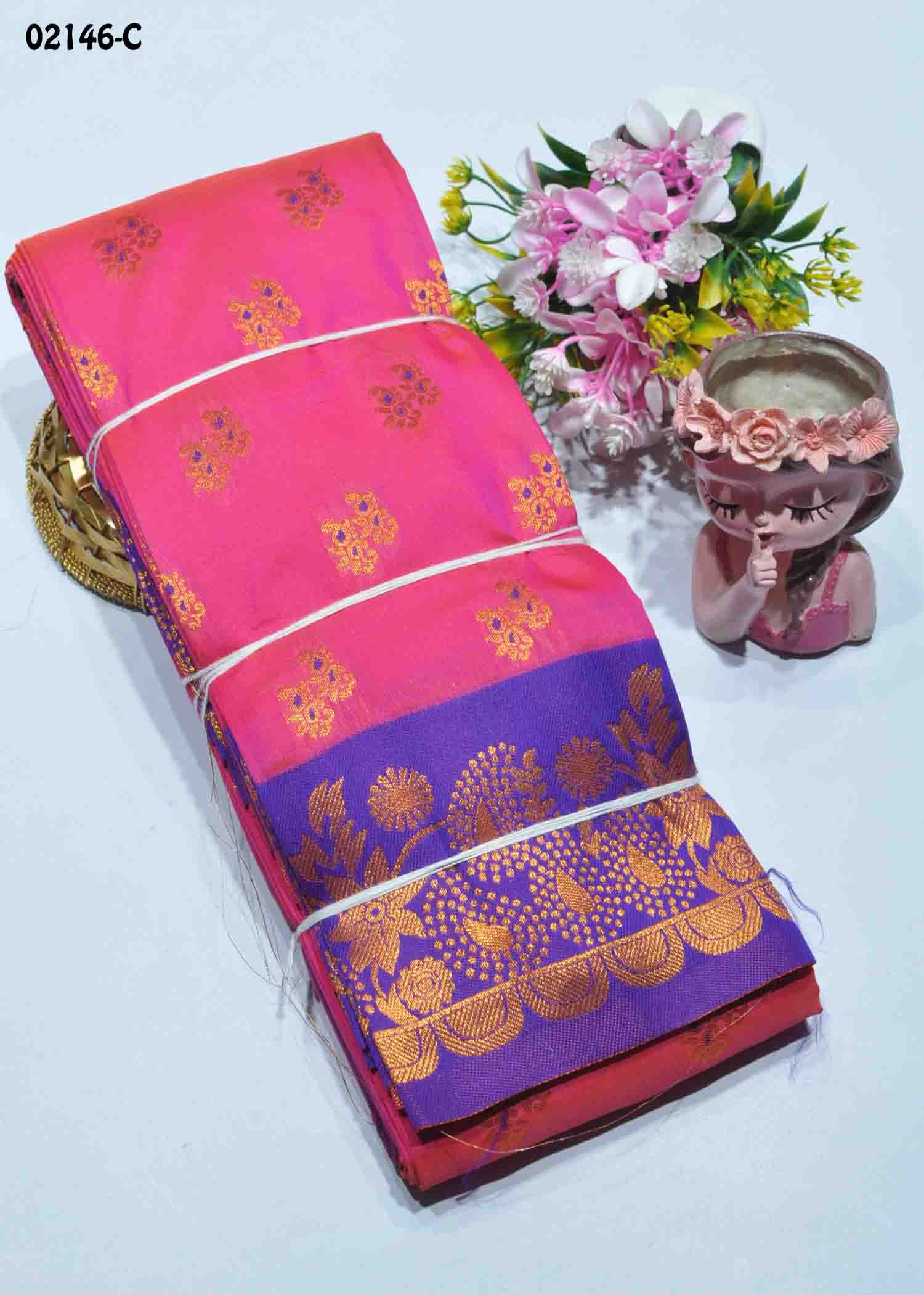 Avanthika - 02146-C BrightPink Color Traditional Look Semi-Pattu Saree CM1365299 (LR1D)