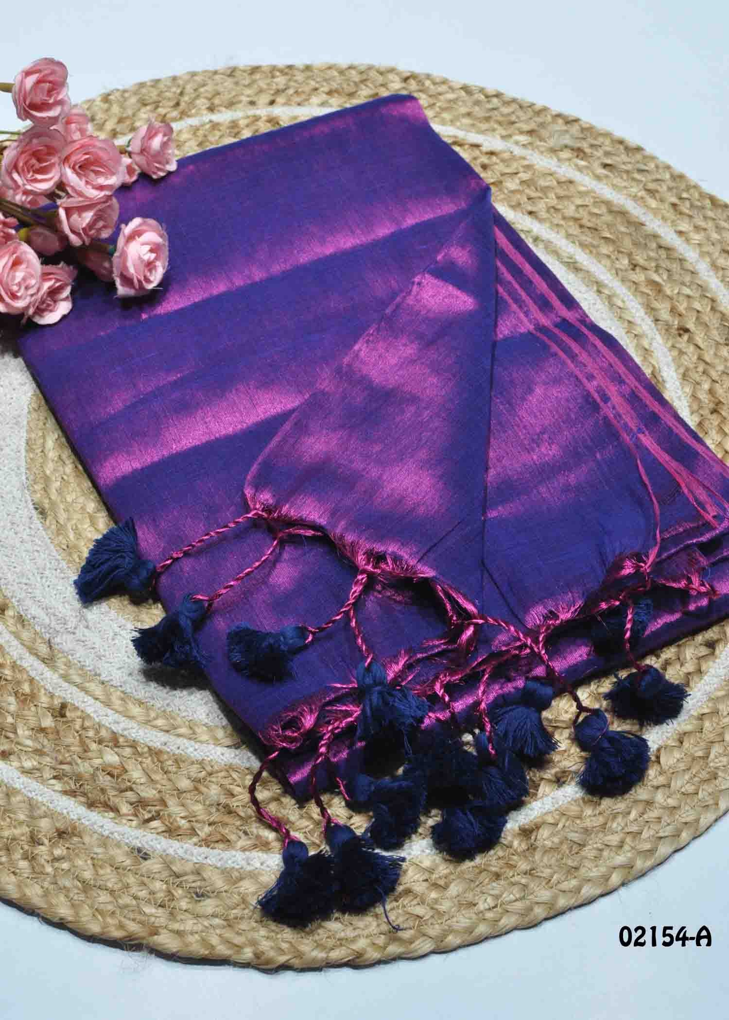 Ashwini - 02154-A Purple Color Traditional Look Tissue Cotton Saree CM1362743 (LR11C)