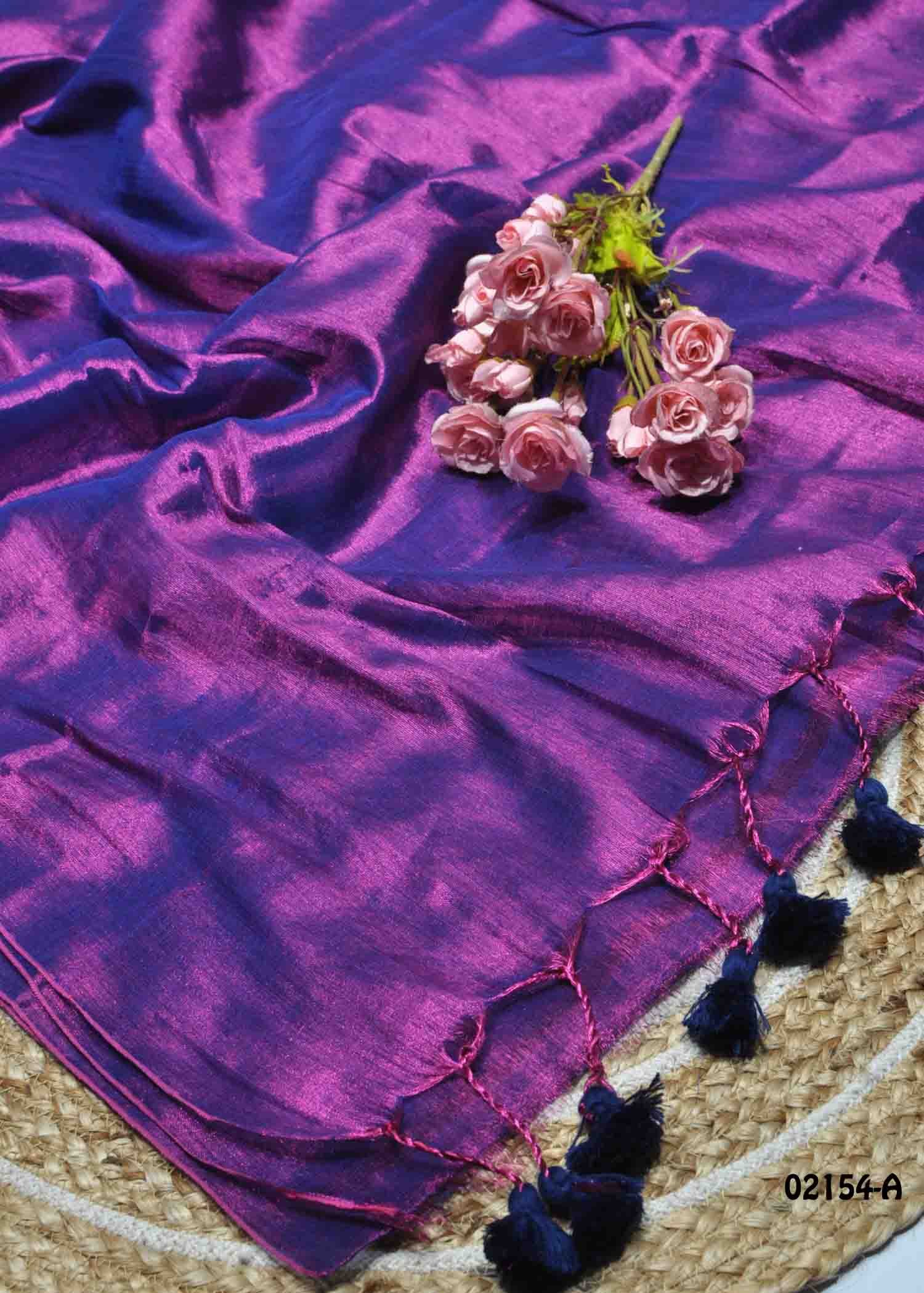 Ashwini - 02154-A Purple Color Traditional Look Tissue Cotton Saree CM1362743 (LR11C)