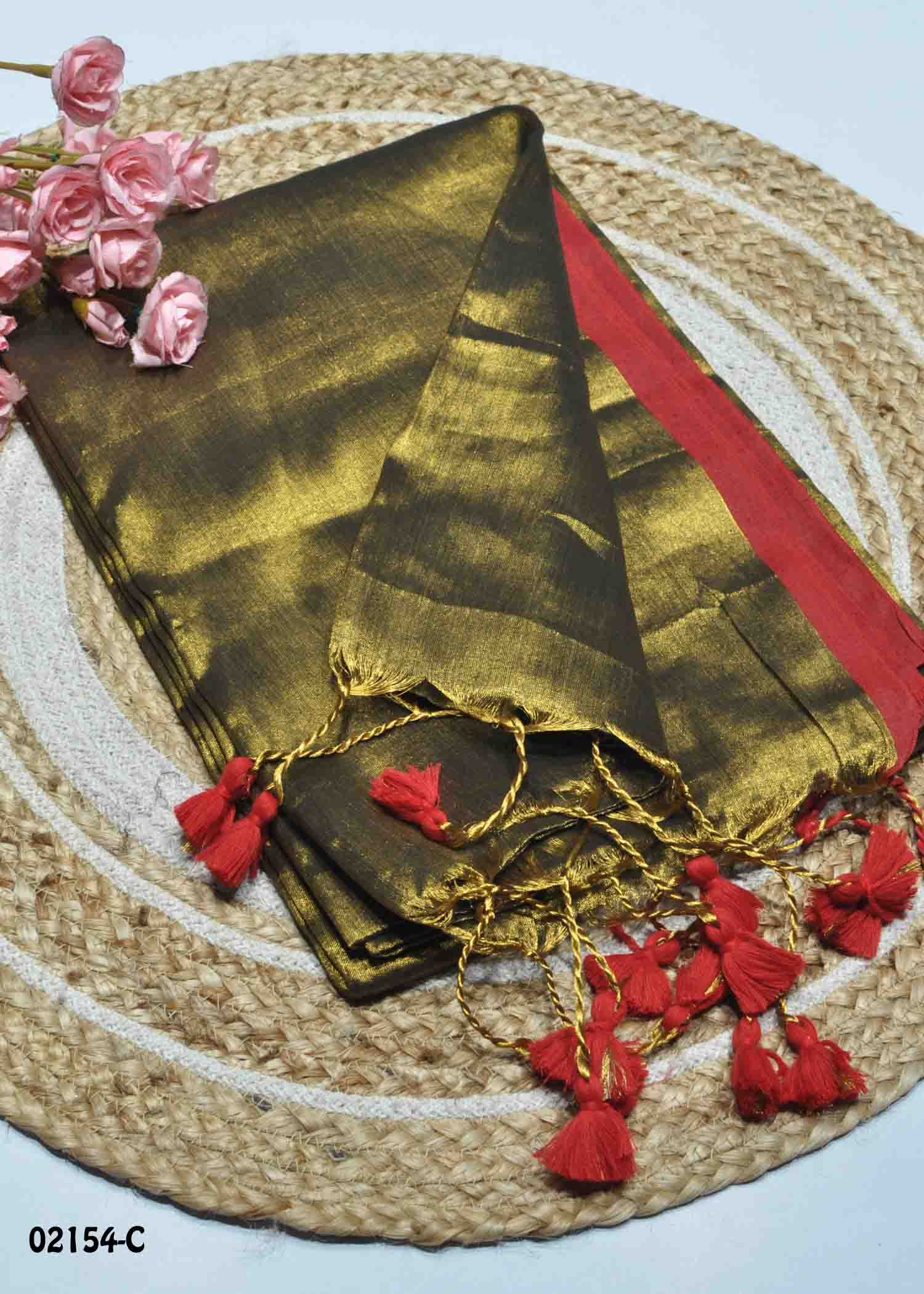 Ashwini - 02154-C FawnGold Color Traditional Look Tissue Cotton Saree CM1362743 (LR11C)