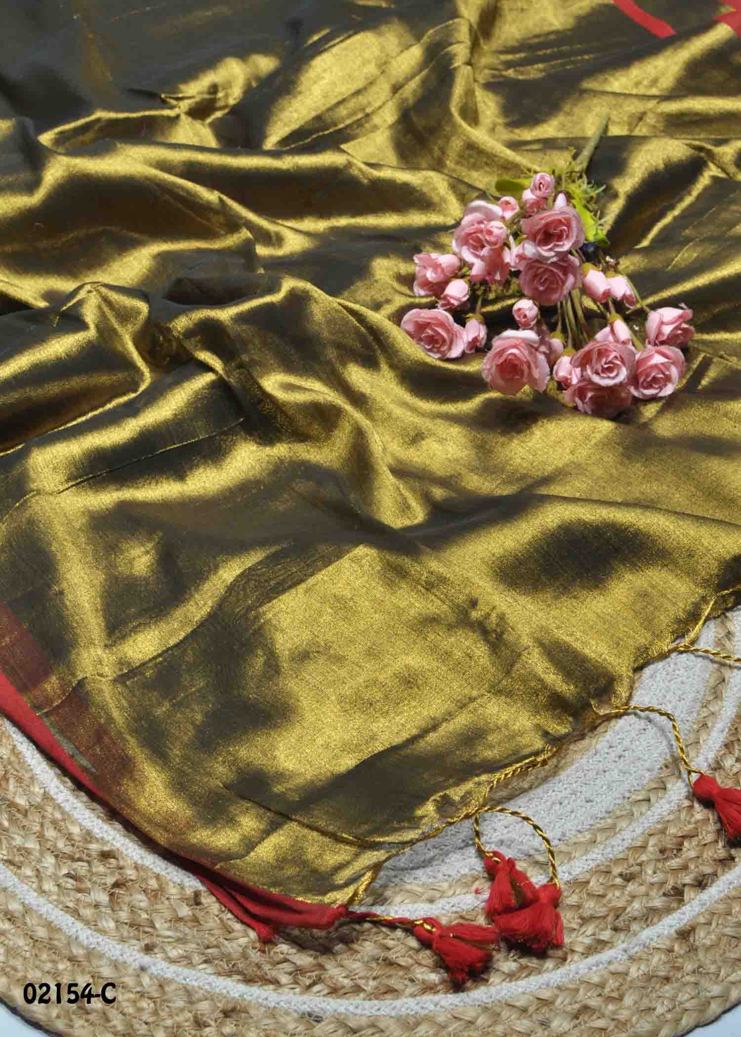 Ashwini - 02154-C FawnGold Color Traditional Look Tissue Cotton Saree CM1362743 (LR11C)