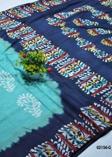 Ilanila -02156-F  CelesteBlue Color Summer Special Battik Cotton Saree CM1365919 [LR4D]