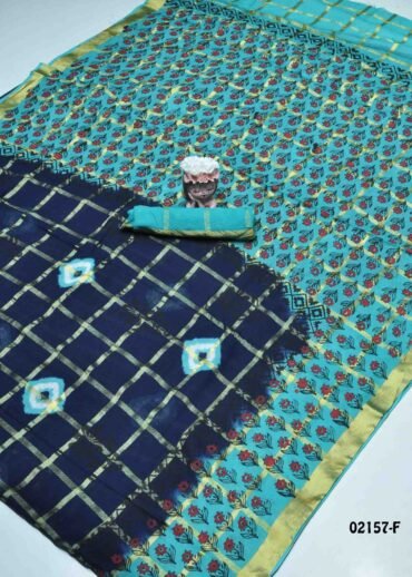 Barathy -02157-F  NavyBlue Color Summer Special Battik Cotton Saree CM1370357 [LR4B]