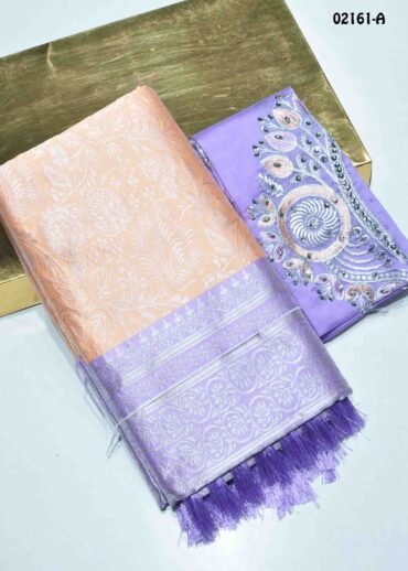 Dharshini  - 02161-A  Peach Color Traditional Look Banaras Saree CM1368310 [LR12D]