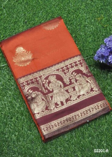Vasundhara - 02201-A  RustOrange Color Most Trending Semi-Banaras Saree CM1356931 (RR3C)