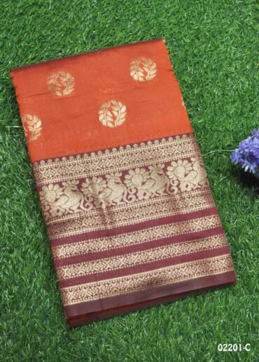Vasundhara - 02201-C  RustOrange Color Most Trending Semi-Banaras Saree CM1356931 (RR3C)