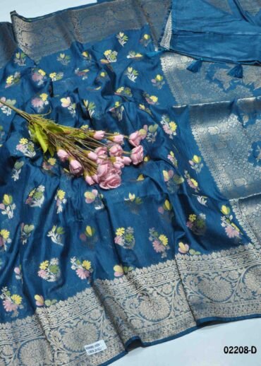 Yazhathi - 02208-D  PeacockBlue Color New Arrival Raw Silk Saree CM1357717 (RR3D)