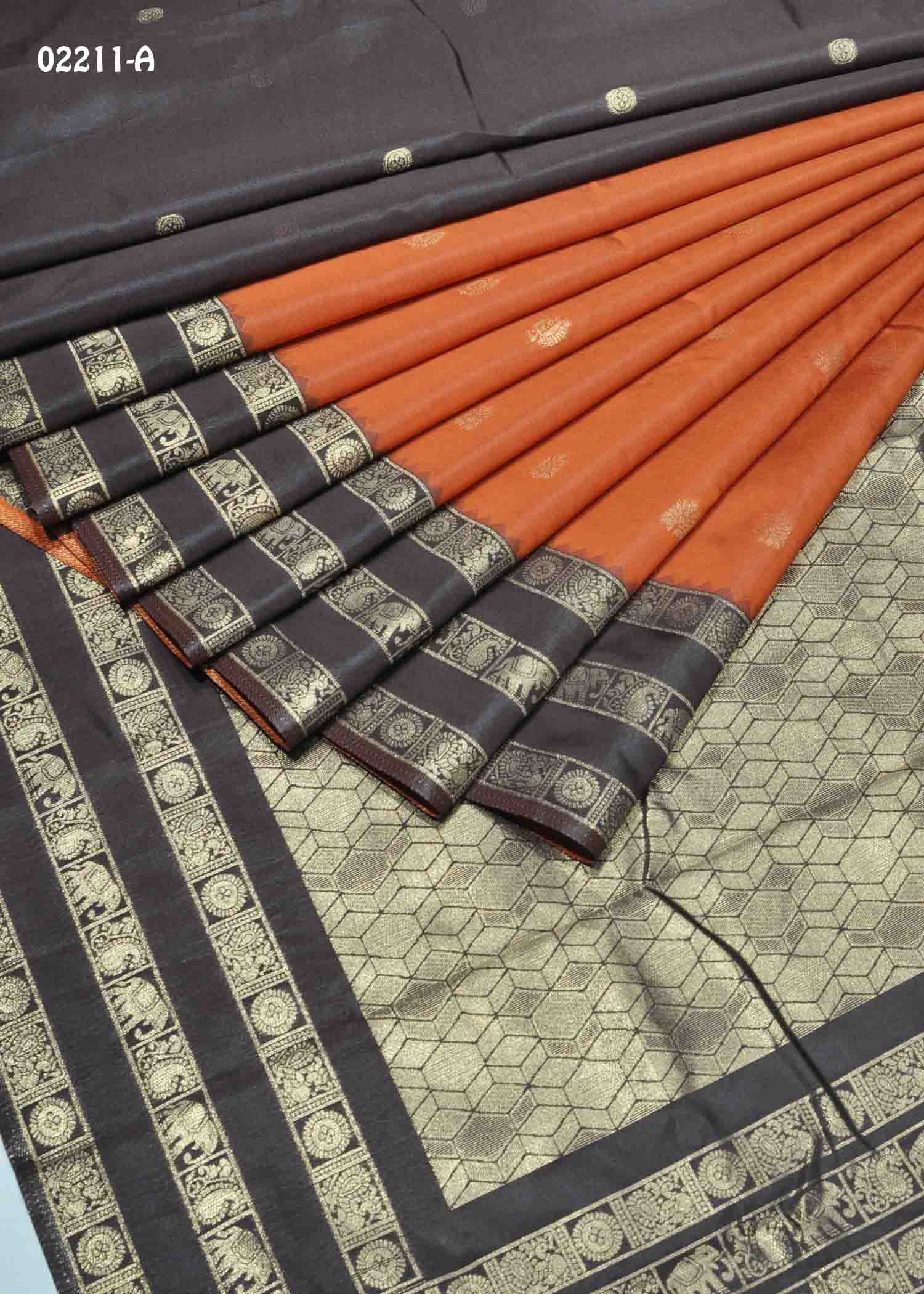 Gnazhika - 02211-A RustOrange Color New Arrival Traditional Look Banaras Saree CM1357353 (LR2C)