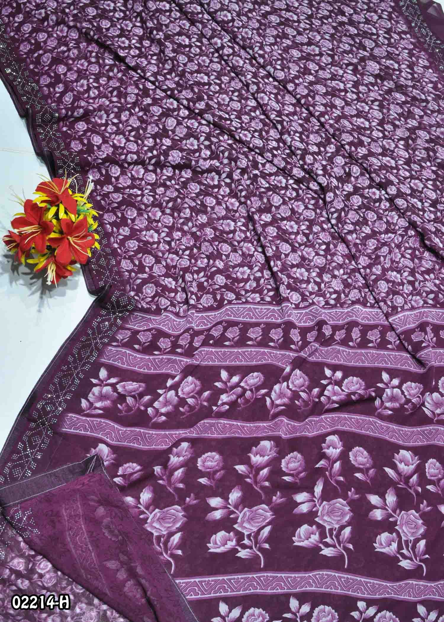 Iyalini - 02214-H Purple Color Excellent Soft Georgette Saree CM1355773 (RR10D)