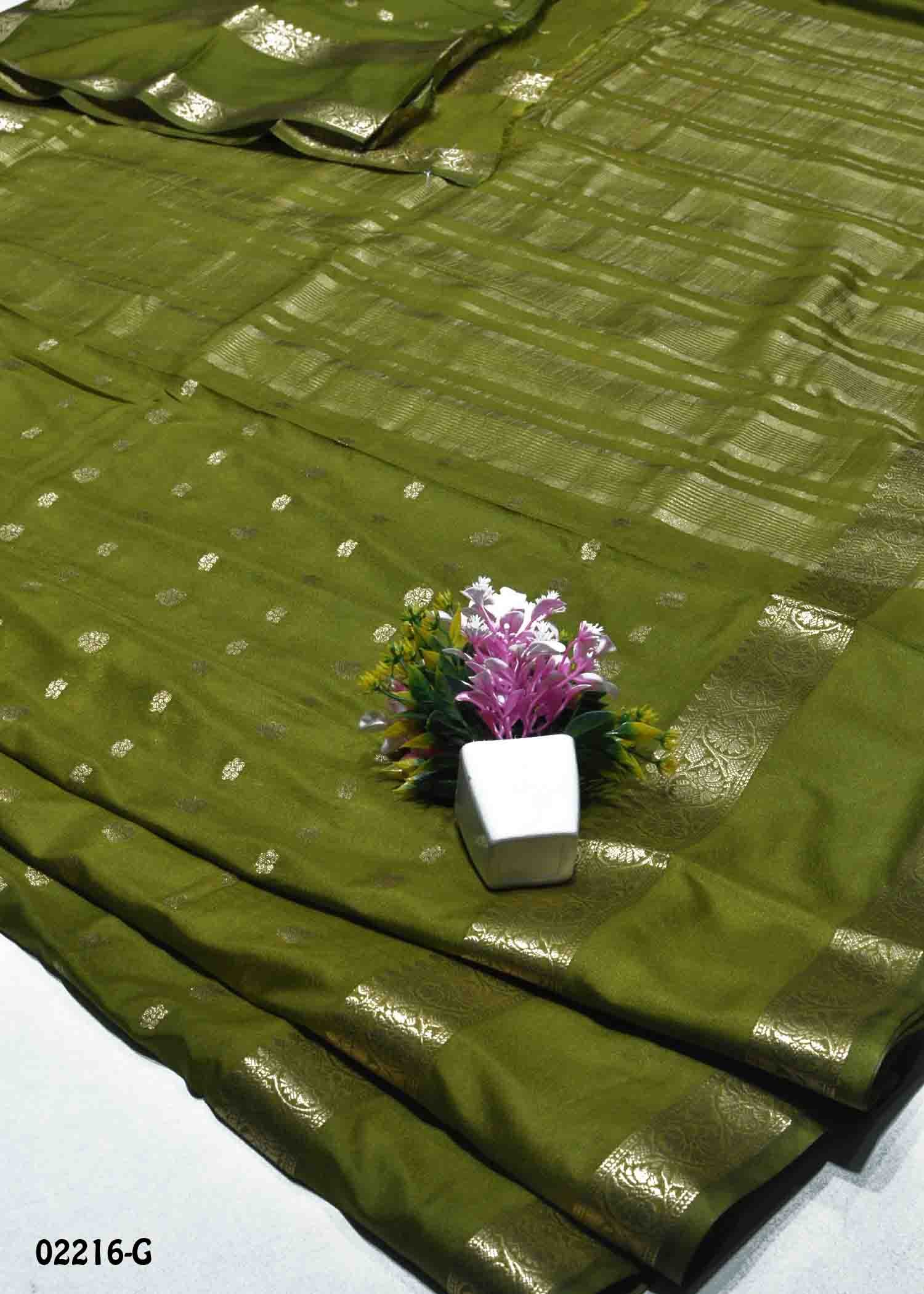 Niralya - 02216-G OliveGreen Color Excellent Traditional Crepe Silk Saree CM1329023 (RR3D)