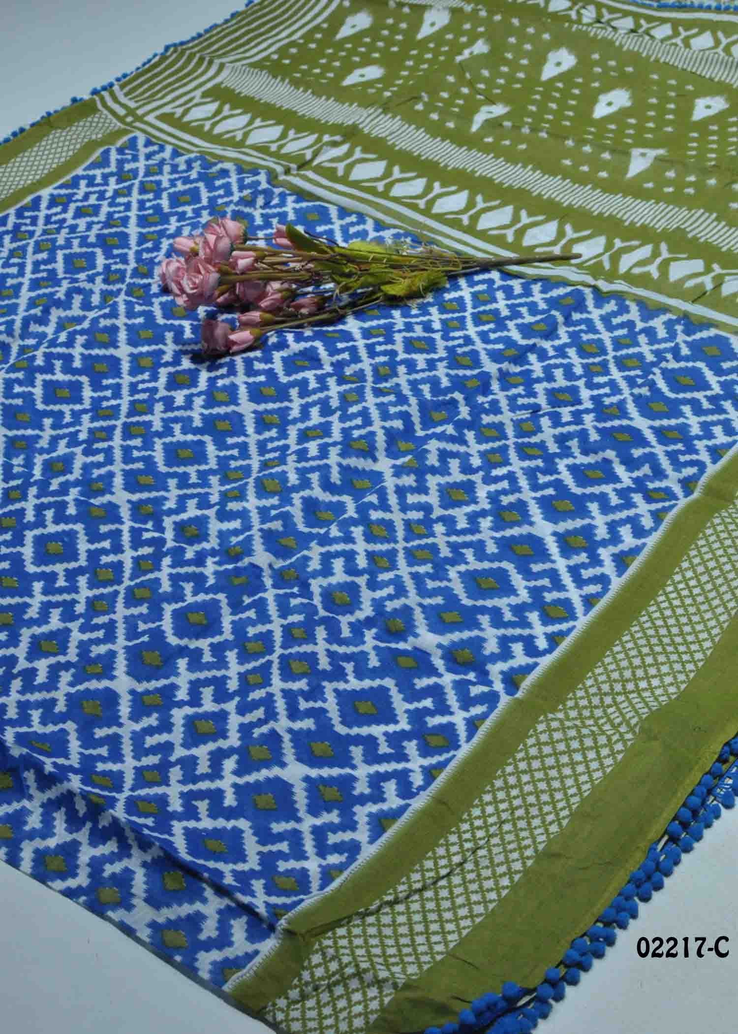 Iyanmathi -02217-C Blue Color Trendy Pure Cotton Saree CM1357917 (RR4C)