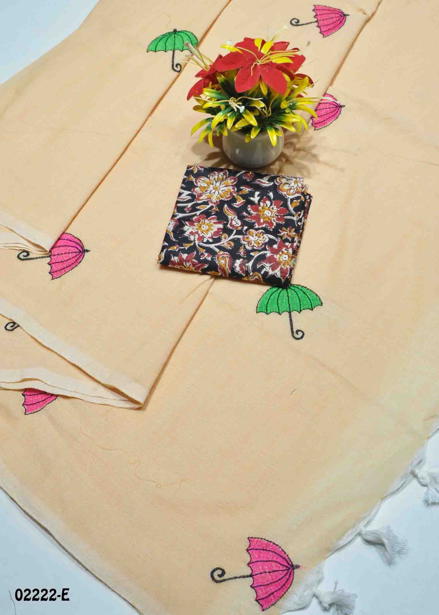 Layazhini -02222-E Tan Color Trendy Handloom Cotton Saree CM1357919 (RR4D)