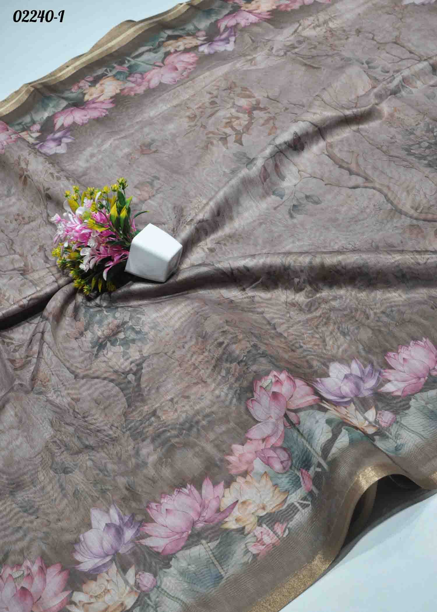 Srinika - 02240-I Brown Color Jaipuri Cotton Saree CM1330471 (RR7D)