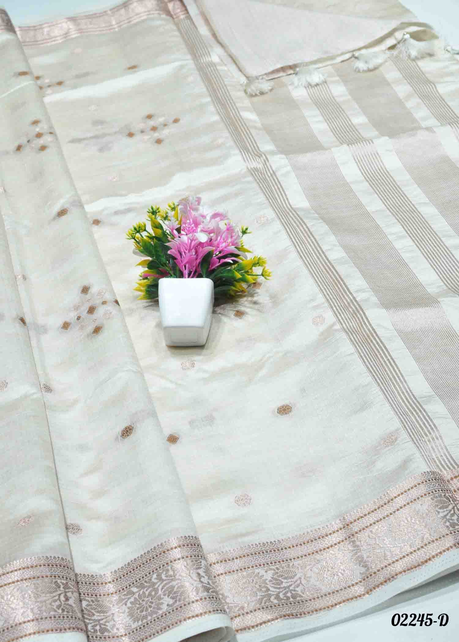 Sithara - 02245-D Halfwhite Color New Arrival Traditional Look Raw Silk Saree CM1359140 (RR3E)
