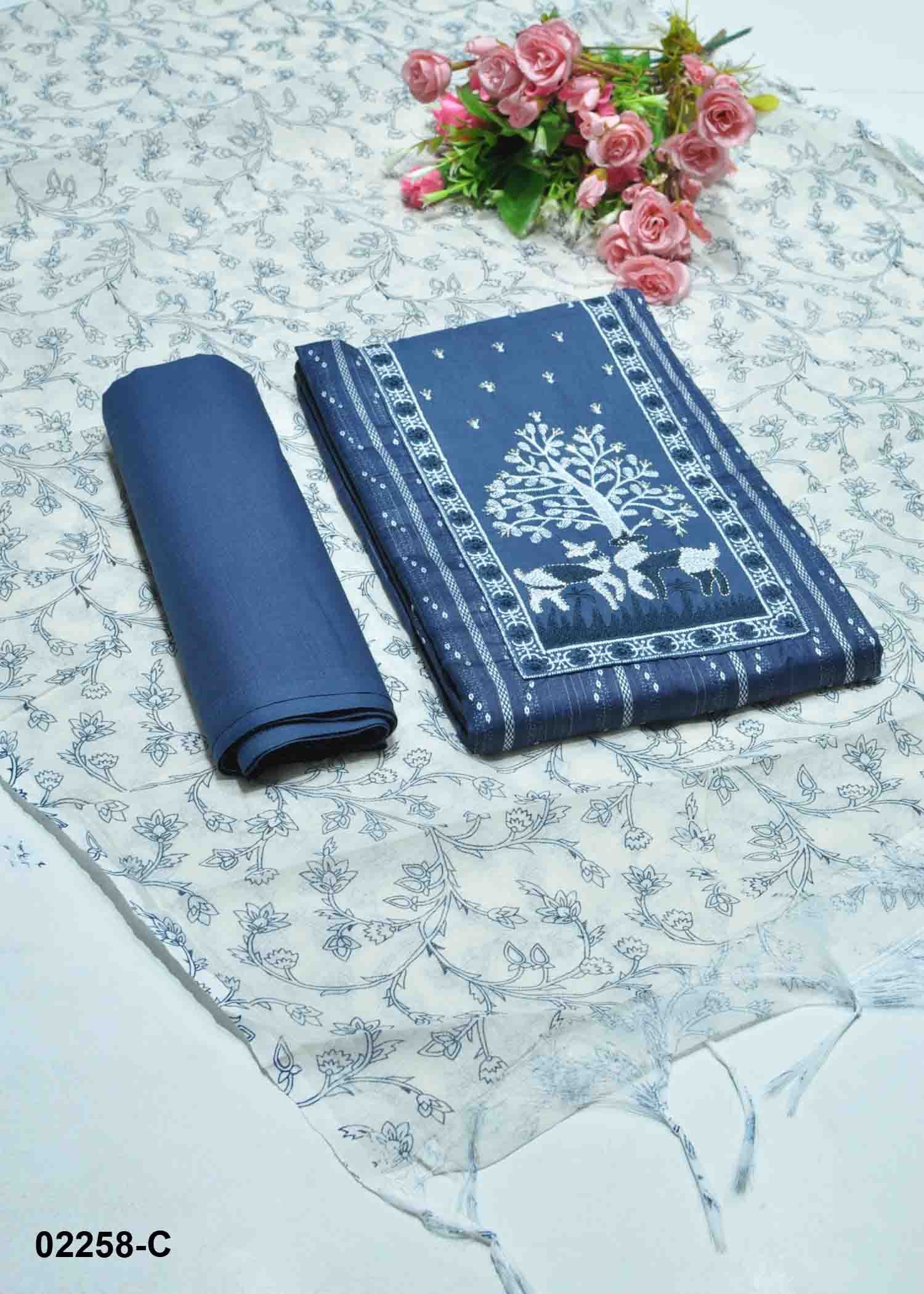 Vinusha - 02258-C Blue Color South Cotton Salwar Material CM1358274 (RR1D)