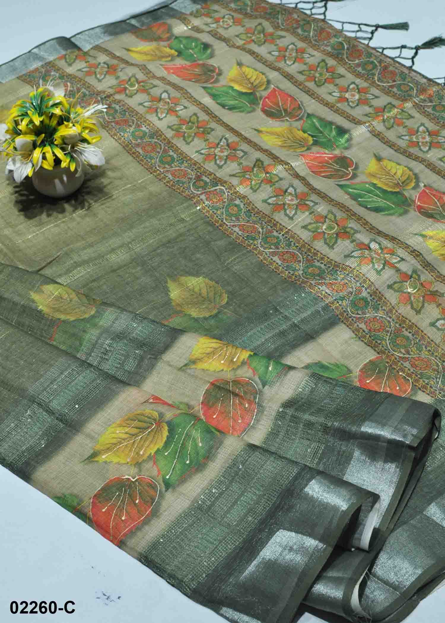 Vidhya -02259-C Green Color Excellent Linen Cotton Saree CM1356059 (RR2D)