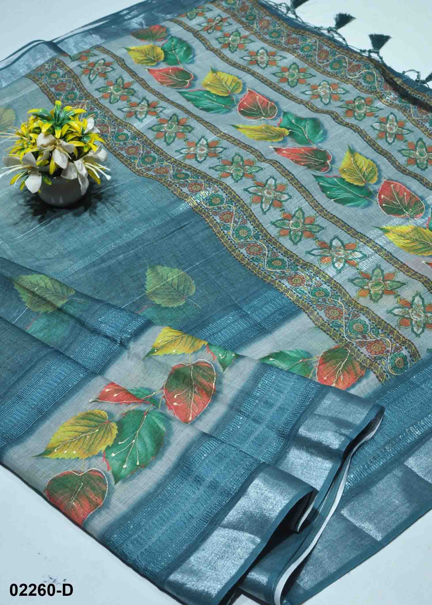 Vidhya -02259-D Blue Color Excellent Linen Cotton Saree CM1356059 (RR2D)