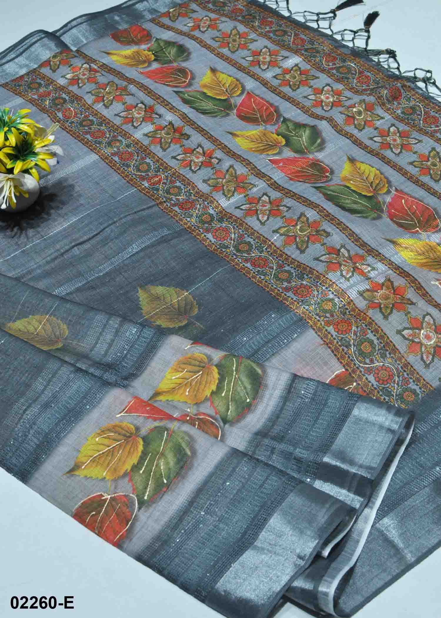 Vidhya -02259-E Grey Color Excellent Linen Cotton Saree CM1356059 (RR2D)