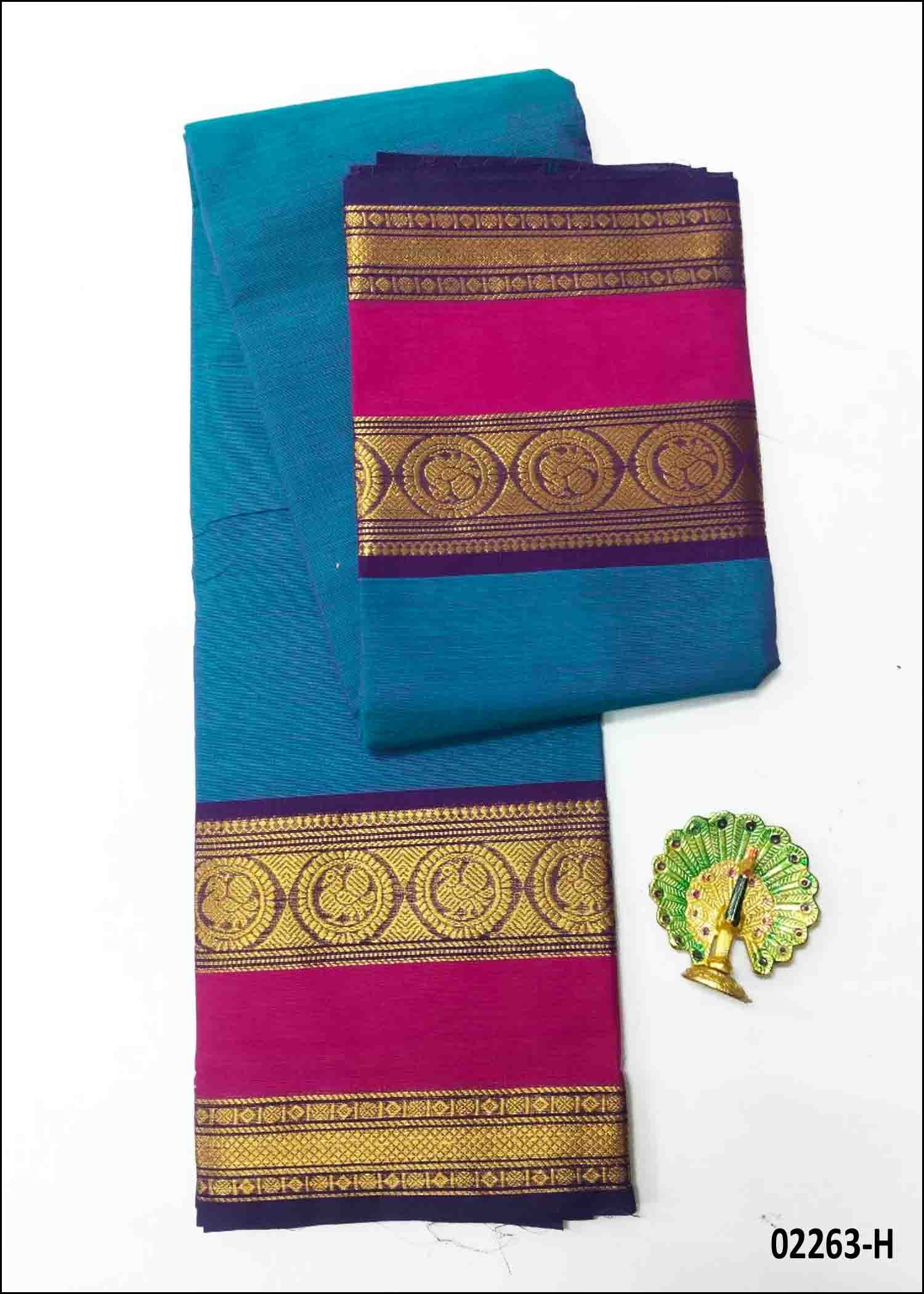 Vamshika - 02263-H SkyBlue Color Traditional Look Chettinad Cotton Saree CM1357677 (RR12C)