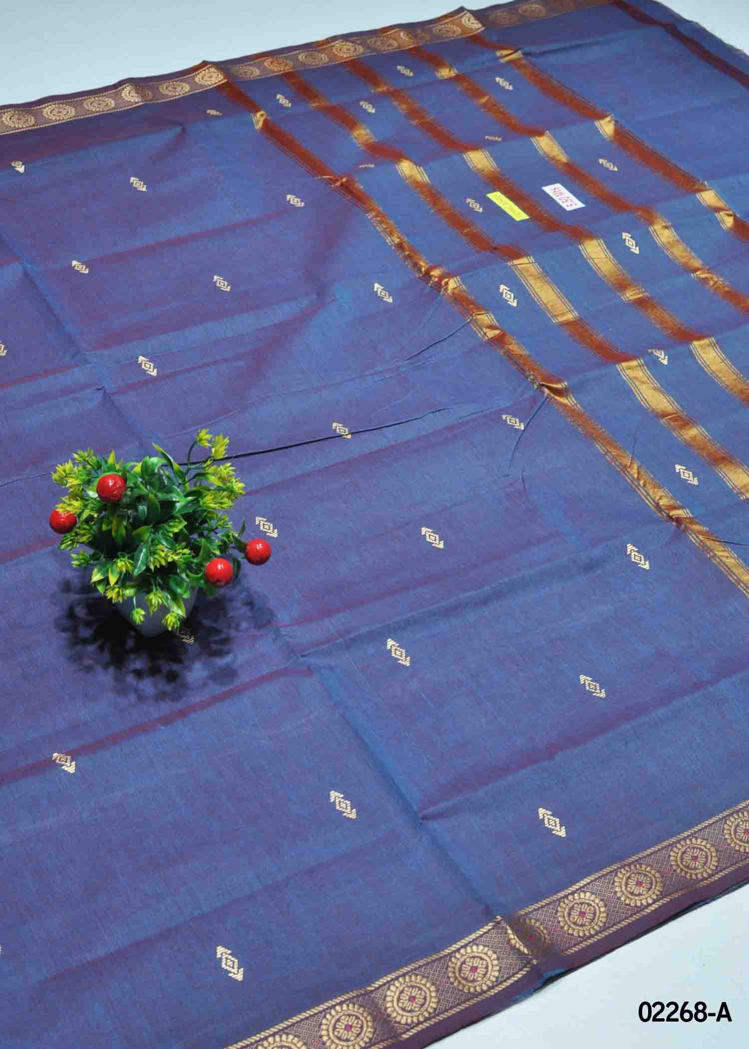 Rohitha - 02268-A SlateGrey Color Traditional Look Chettinad Cotton Saree CM1360661 (RR12B)