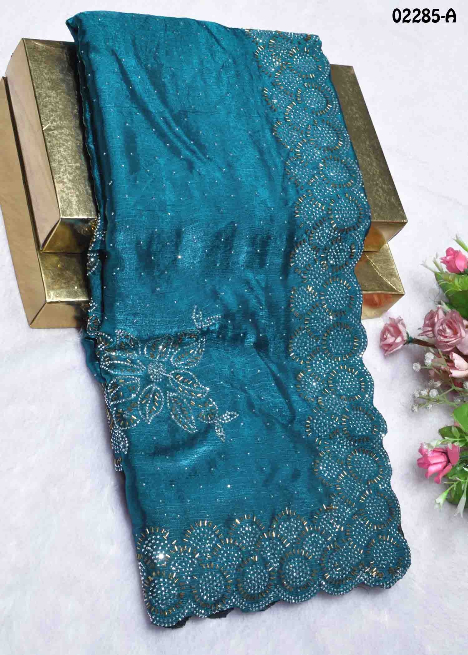 Shreelekha - 02285-A PeacockBlue Color Space Silk Saree CM1362371 (RR10C)