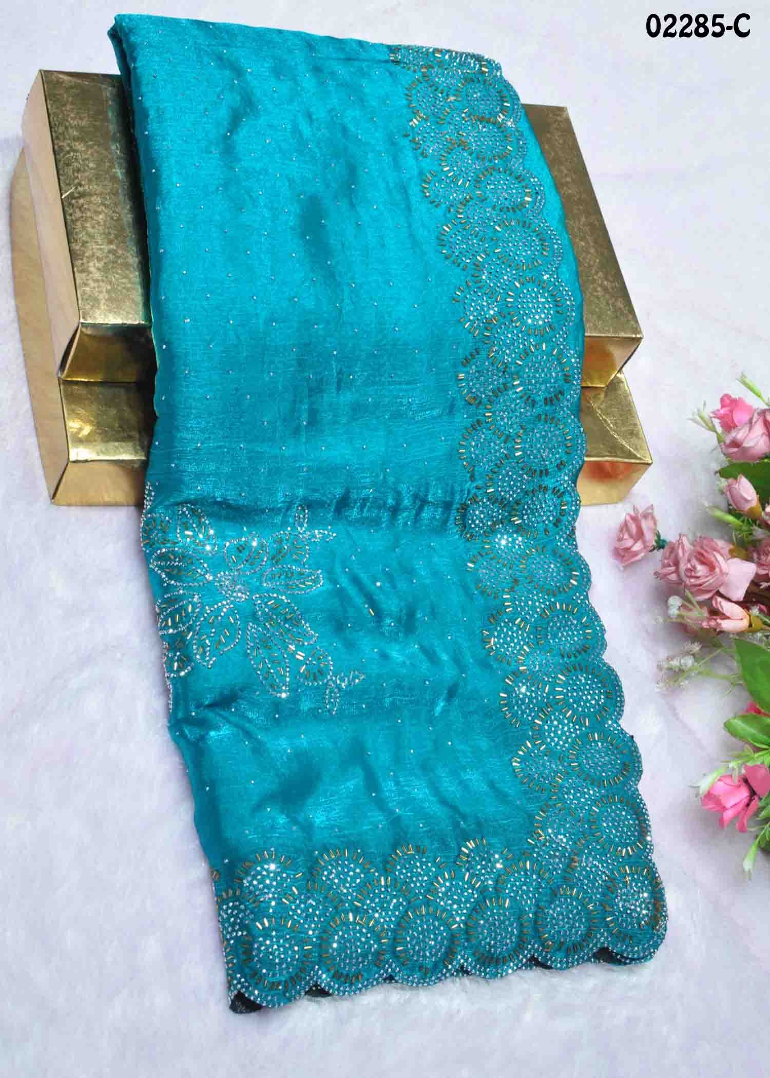 Shreelekha - 02285-C Cyan Color Space Silk Saree CM1362371 (RR10C)