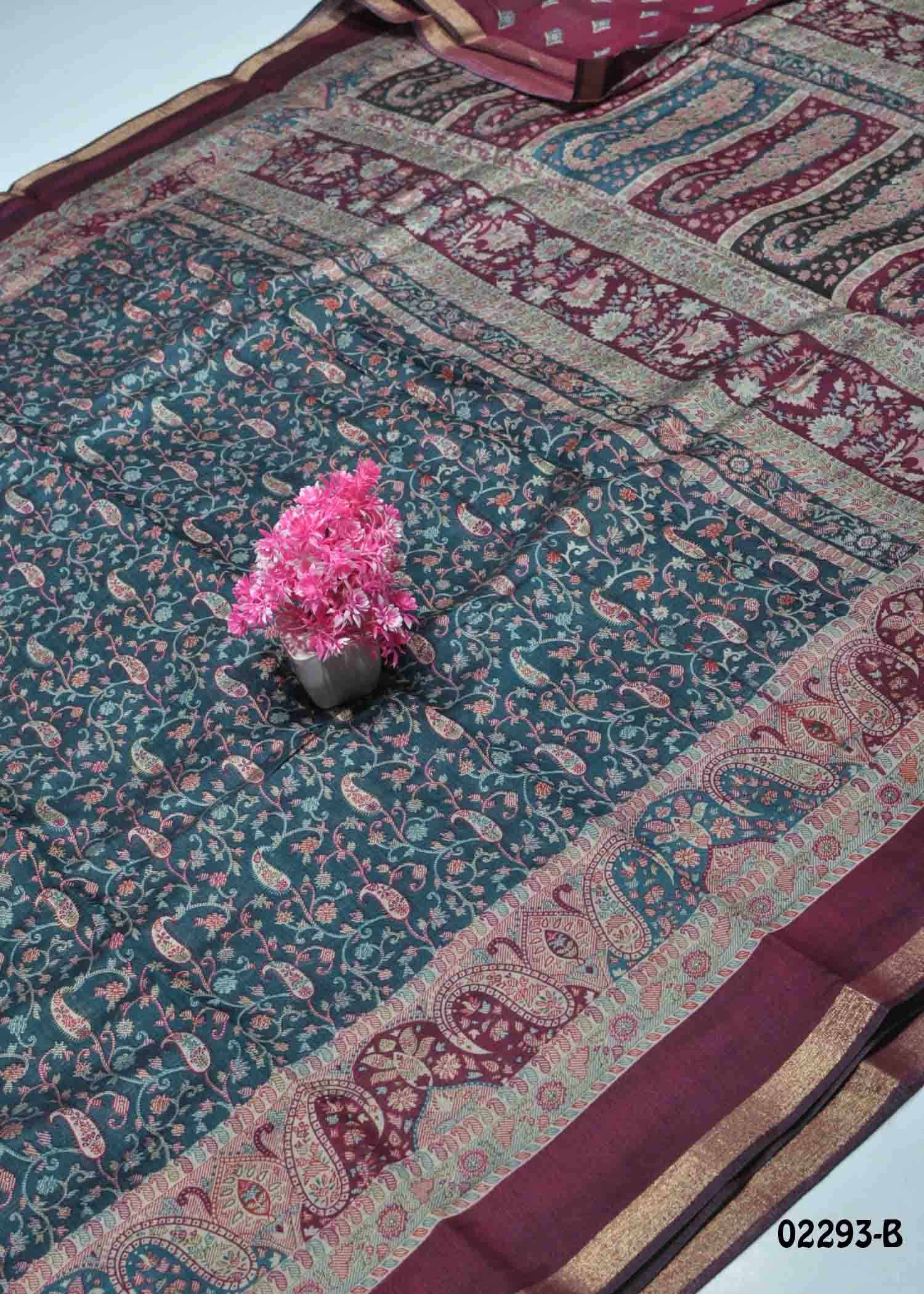 Poorvika - 02293-B PeacockBlue Color Excellent Fancy Cotton Saree CM1359724 (RR7E)