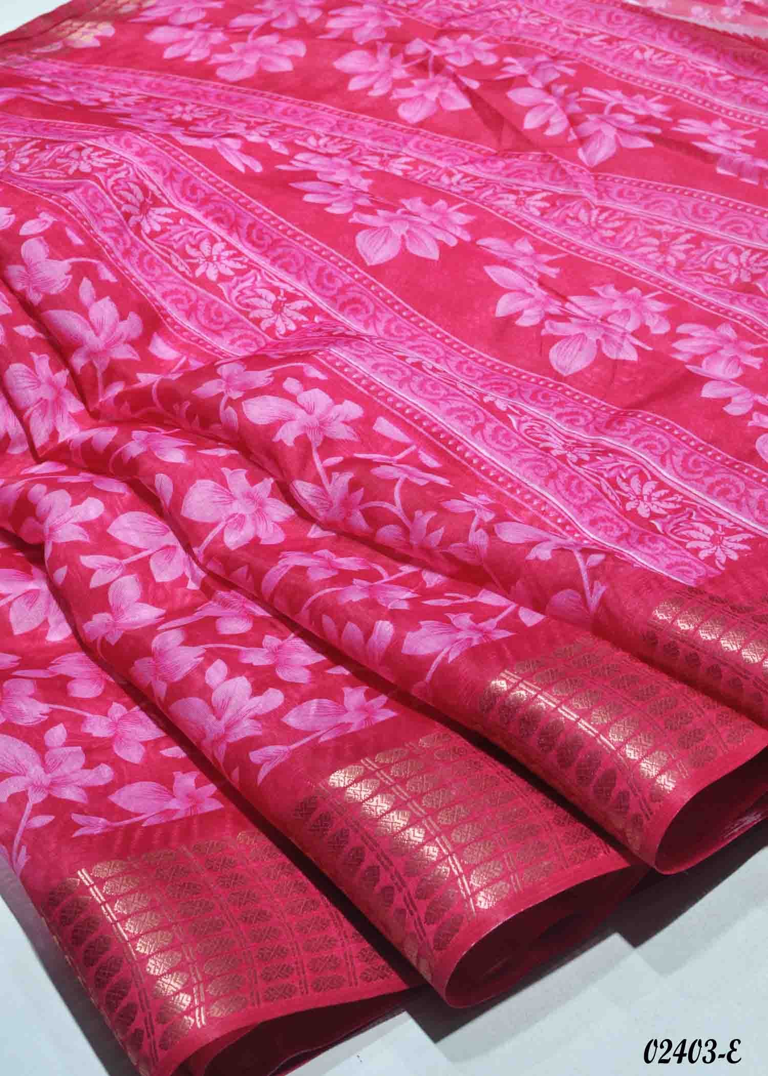 Tejasmita - 02403-E Pink Color Mixed Cotton Saree CM1354436 (RR5C)
