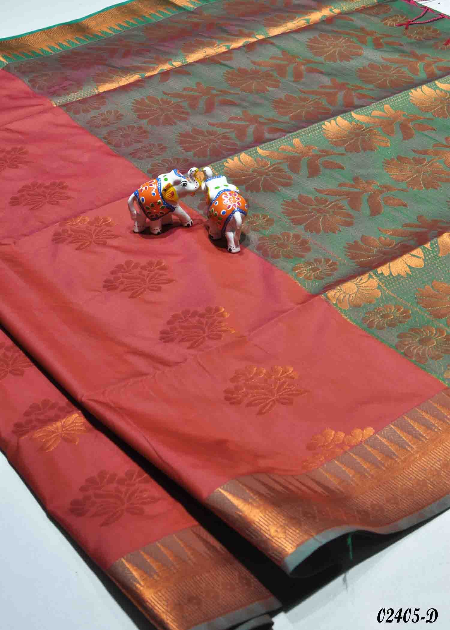 Thalir - 02405-D RubyRed Color Traditional Look Kanchi Silk Saree CM1357568 (RR3C)