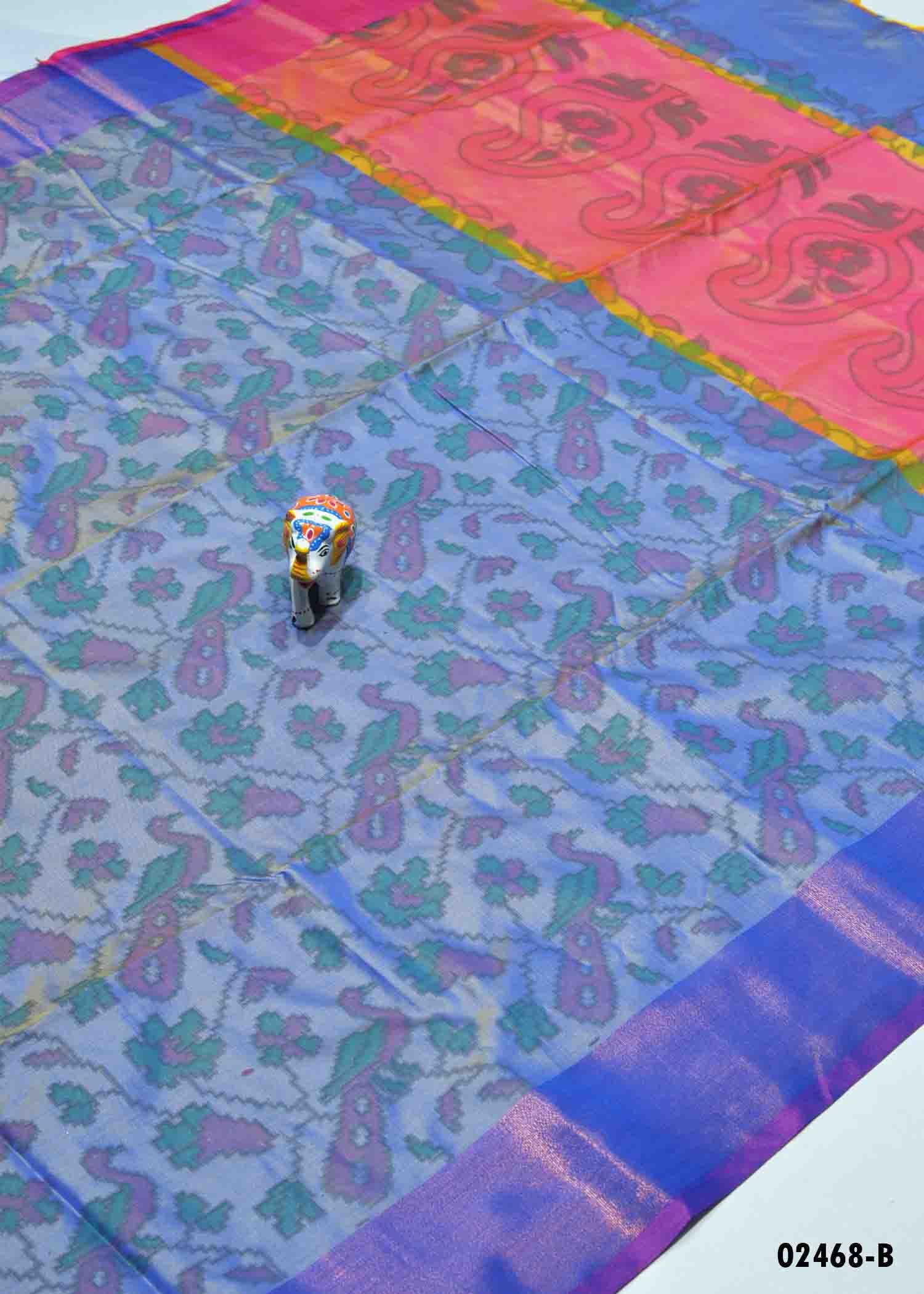 Adrija - 02468-B Blue Color Traditional Look Pochampally Silk Saree CM1370494 (LR3D)