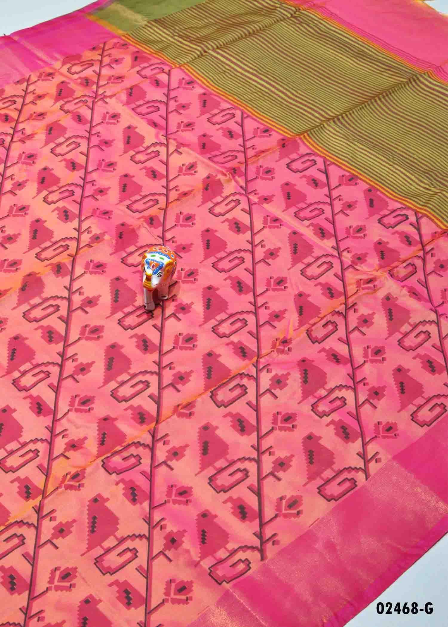 Adrija - 02468-G Pink Color Traditional Look Pochampally Silk Saree CM1370494 (LR3D)