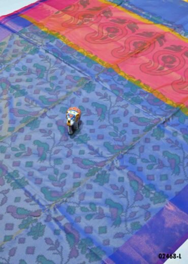 Adrija  - 02468-L  Blue Color Traditional Look Pochampally Silk Saree CM1370494 (LR3D)