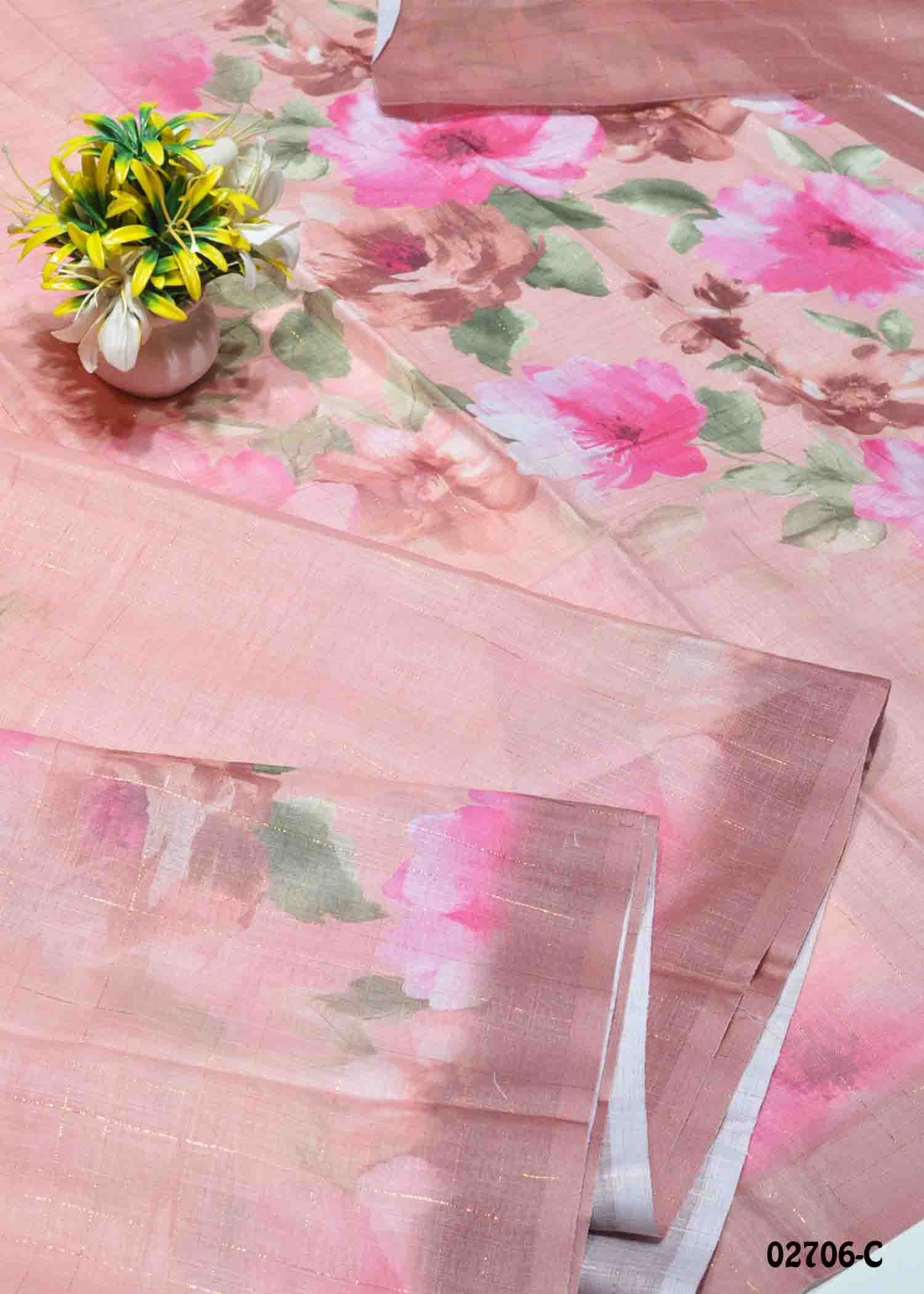 Deepa - 02706-C Peach Colour Excellent linen cotton Saree CM1355379 (RR6C)