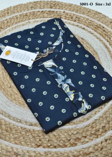 Thenmozhi -3001-O  [3XL]  NavyBlue Color (Pranjul Brand) Cotton Readymade Pocket Nighty CM1337464 (LR1E)
