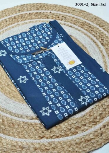 Thenmozhi -3001-Q  [3XL]  Blue Color (Pranjul Brand) Cotton Readymade Pocket Nighty CM1337464 (LR1E)