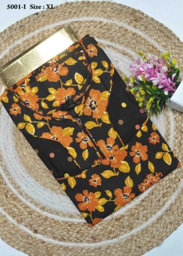 Darshana -5001-I  [XL]  Black Color (Pranjul Brand) Cotton Readymade Pocket Nighty CM1327117 [LR2E]