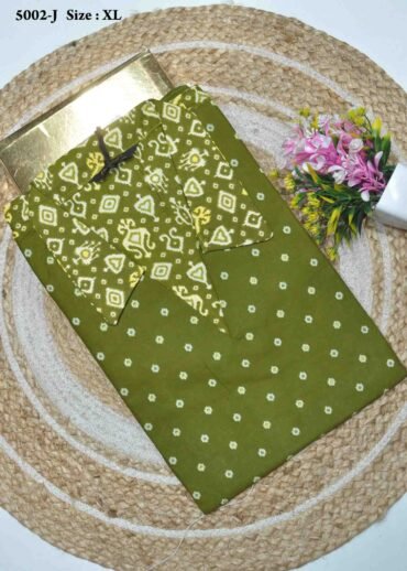 Dikshitha -5002-J [XL]  OliveGreen  Color (Pranjul Brand) Cotton Readymade Pocket Nighty CM1362109 [LR2E]