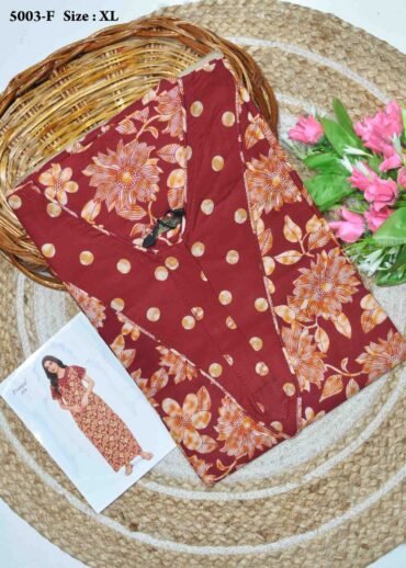 Dushika -5003-F  [XL]  Maroon Color (Pranjul Brand) Cotton Readymade Pocket Nighty CM1367587 [LR2E]