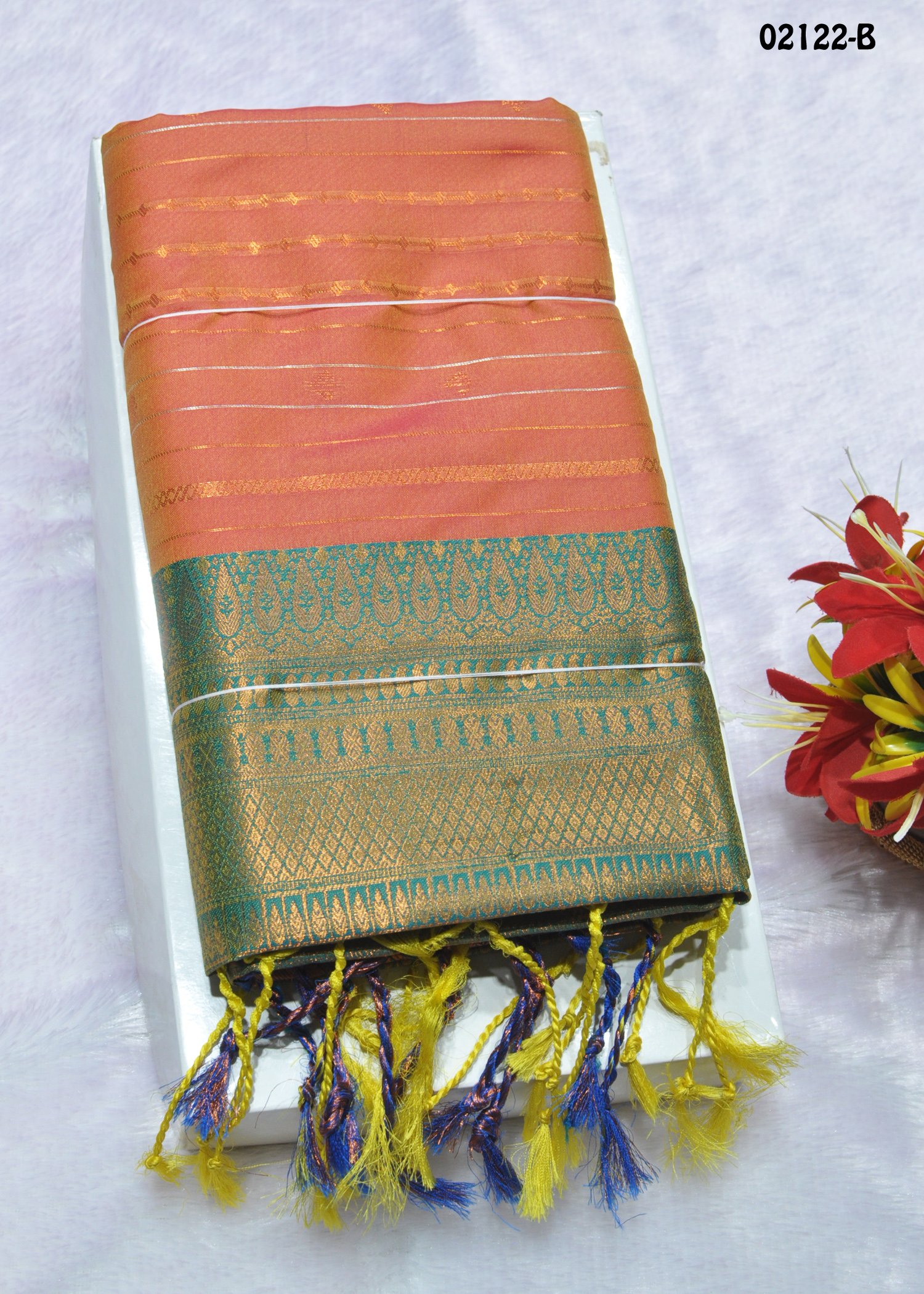 Pranavitha - 02122-B CoralOrange Color Traditional Look Semi-Pattu Saree CM1332858 (LR1C)
