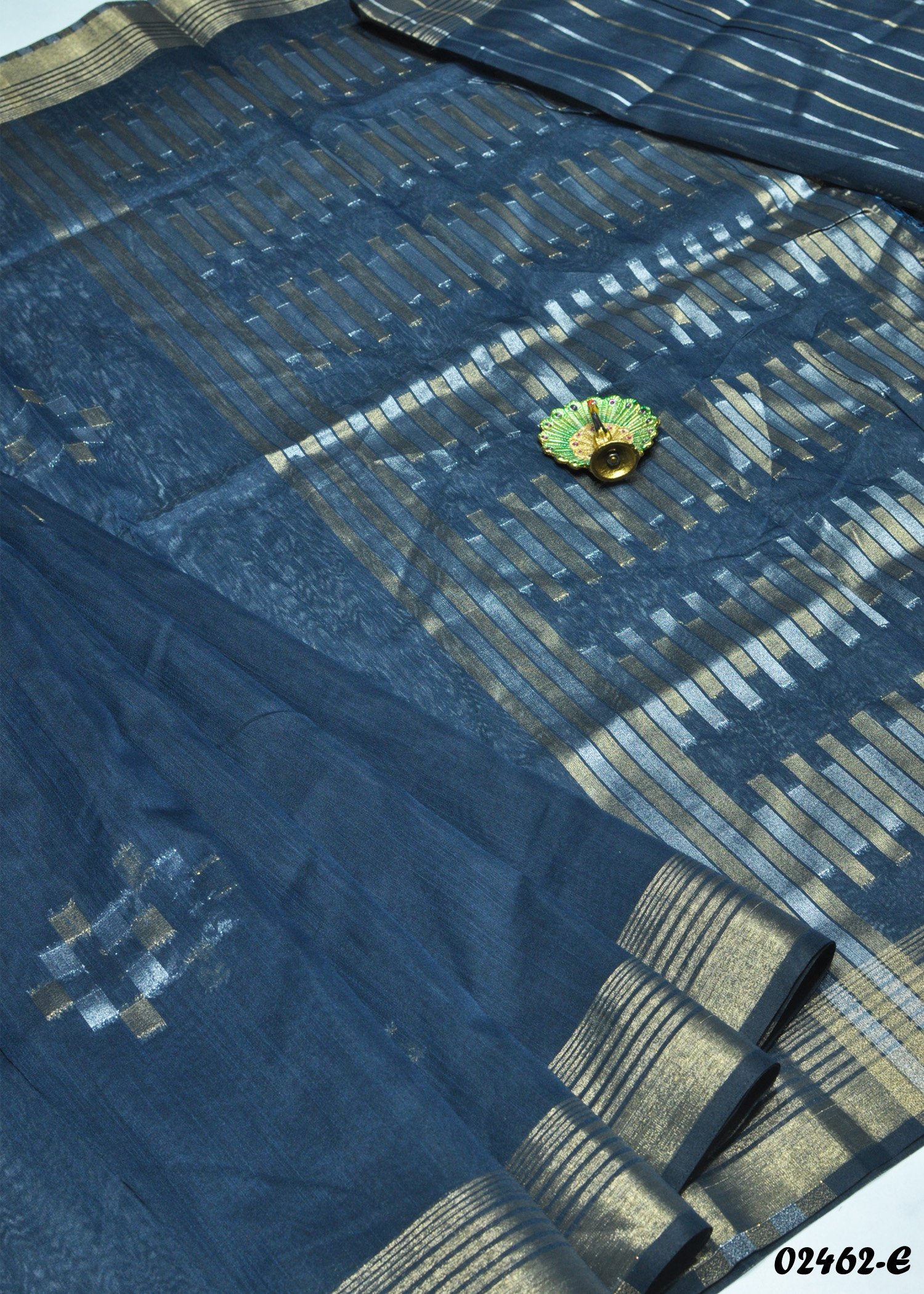 Thamizhini - 02462-E DenimBlue Color Excellent Linen Cotton Saree CM1360089 (RR6E)