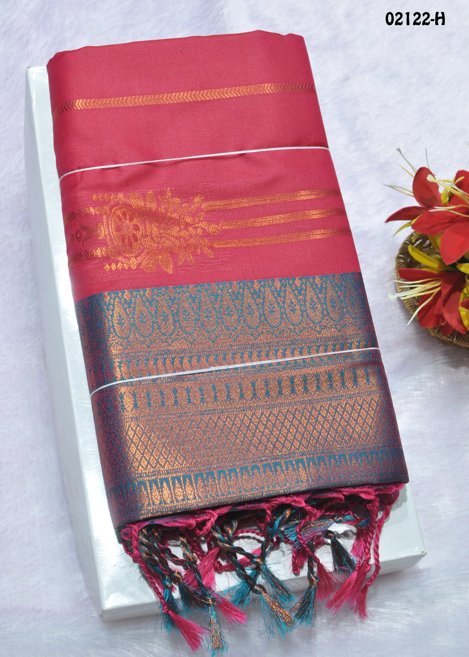 Pranavitha - 02122-H TomatoPink Color Traditional Look Semi-Pattu Saree CM1332858 (LR1C)