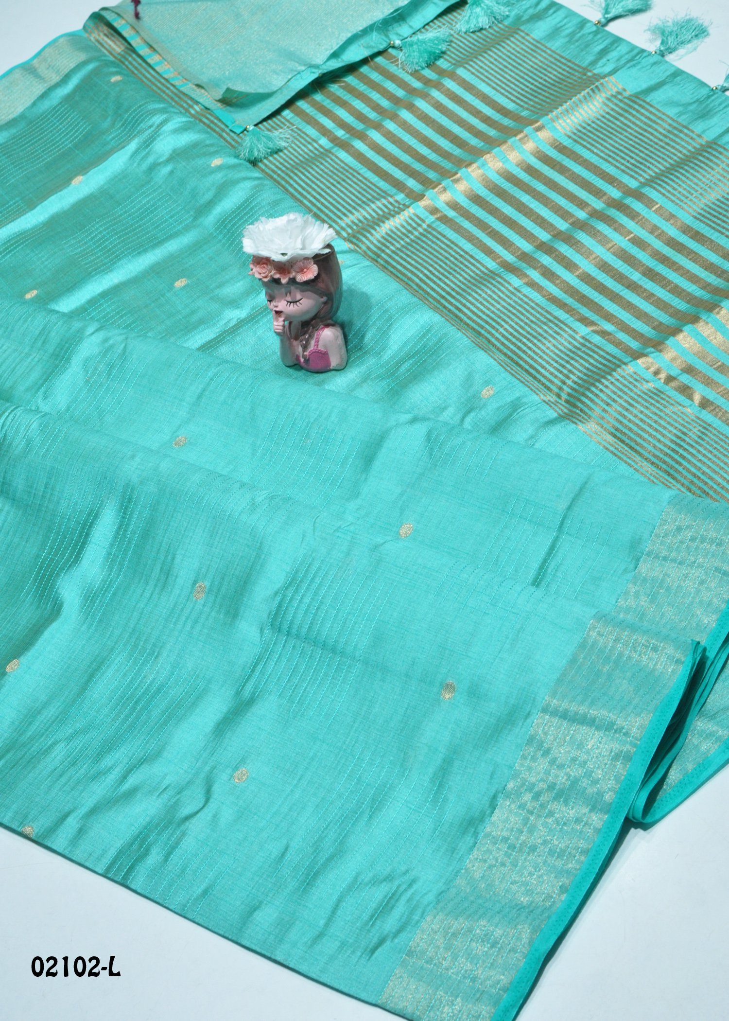 Geetha - 02102-L Cyan Color New Arrival Traditional Look Raw Silk Saree CM1359163 (RR2B)