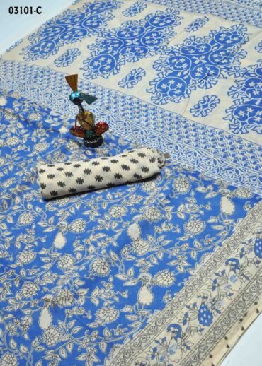 Elilini - 03101-C  Blue Color Summer Special Purple Cotton Sarees CM1376300 (LR)