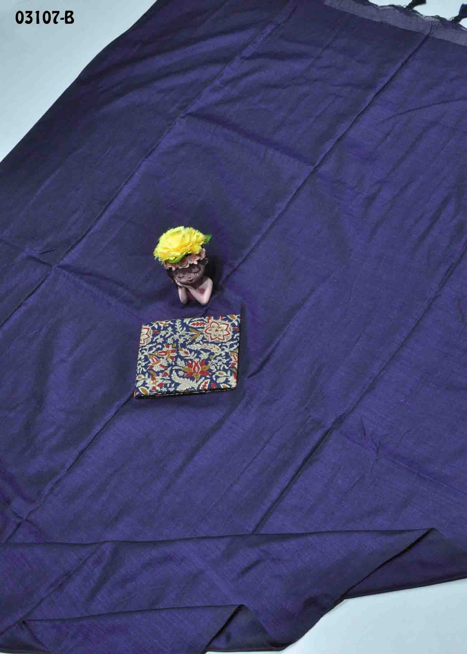 Neerthiha -03107-B Violet Color Trendy Soft Handloom Cotton Saree CM1364761 (LR5E)