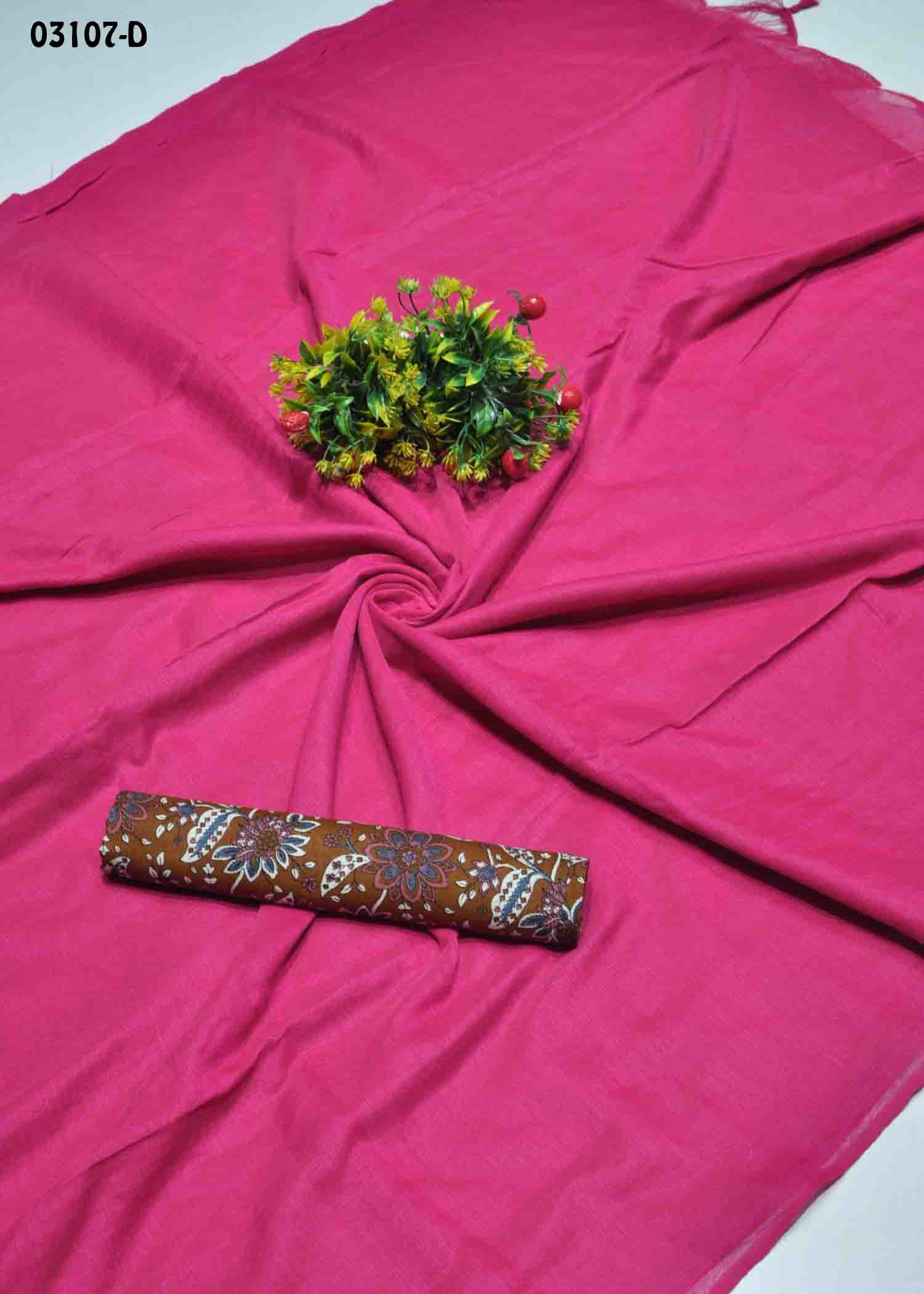 Neerthiha -03107-D Pink Color Trendy Soft Handloom Cotton Saree CM1364761 (LR5E)