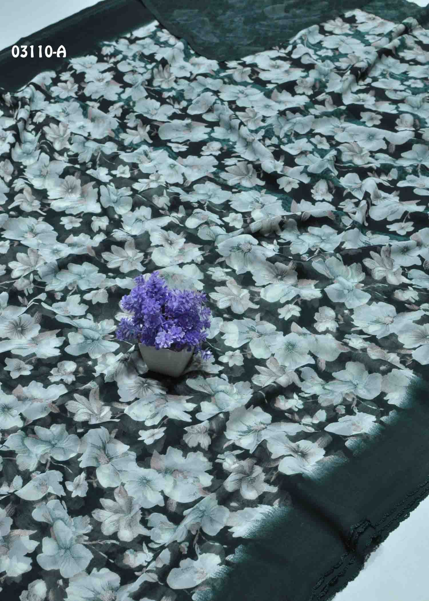 Hrusha -03110-A Green Color Soft Georgette Saree CM1383722 (LR9E)